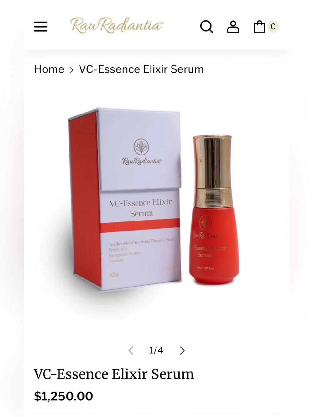 *NEW*1.35oz*Raw Radiantia* VC-Essence Elixir Serum - White with Orange Accent